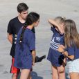 Pablo Urdangarin, Victoria Marichalar et Irene Urdangarin - Les enfants de la famille royale d'Espagne lors de leur dernier jour de cours de voile à Majorque. Le 5 août 2016