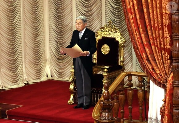 L'empereur Akihito du Japon lors de l'ouverture de la session extraordinaire du Parlement japonais, le 1er août 2016 à Tokyo.