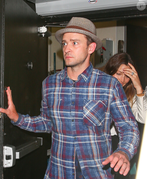 Justin Timberlake et sa femme Jessica Biel à la sortie du club The Nice Guy à Los Angeles, le 8 août 2016