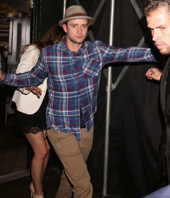 Justin Timberlake et sa femme Jessica Biel à la sortie du club The Nice Guy à Los Angeles, le 8 août 2016