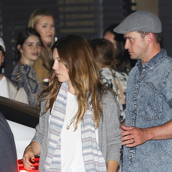 Justin Timberlake et sa femme Jessica Biel à la sortie du club The Nice Guy à Los Angeles, le 8 août 2016