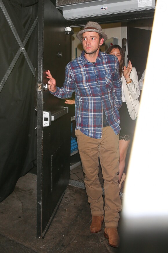 Justin Timberlake et sa femme Jessica Biel à la sortie du club The Nice Guy à Los Angeles, le 8 août 2016