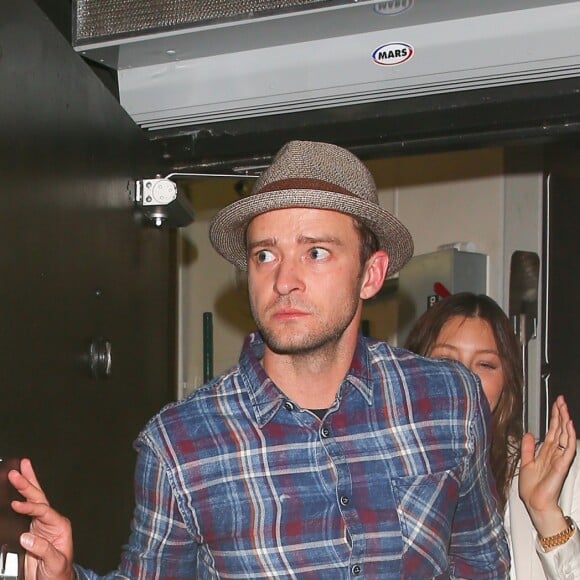 Justin Timberlake et sa femme Jessica Biel à la sortie du club The Nice Guy à Los Angeles, le 8 août 2016