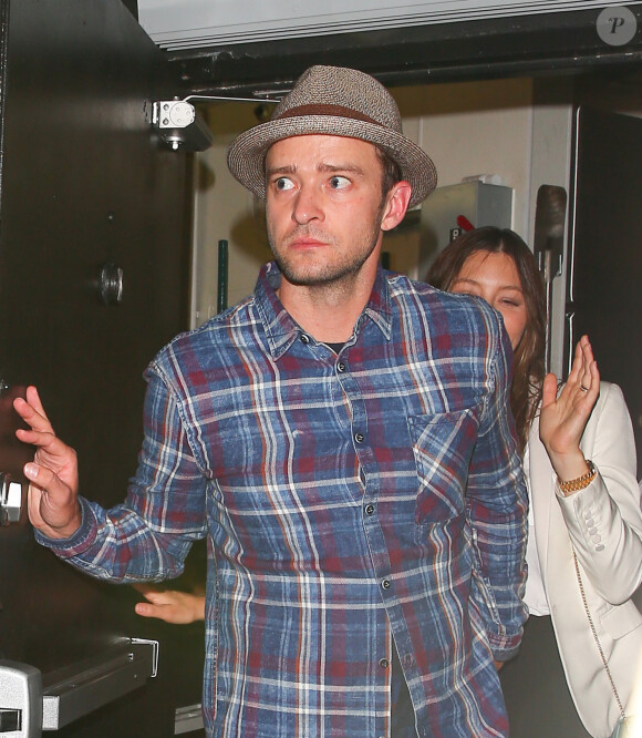 Justin Timberlake et sa femme Jessica Biel à la sortie du club The Nice Guy à Los Angeles, le 8 août 2016
