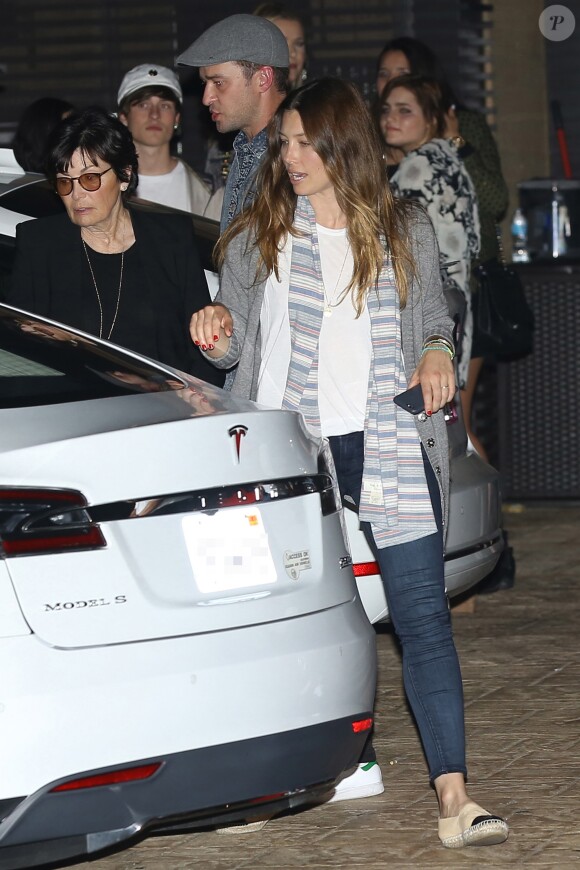 Justin Timberlake et sa femme Jessica Biel à la sortie du club The Nice Guy à Los Angeles, le 8 août 2016