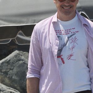 Robert Downey Jr. et son fils Exton Downey à la fête annuelle Memorial Day au domicile de Joel Silver sur la plage de Malibu, le 30 mai 2016