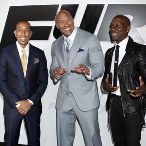 Ludacris, Dwayne Johnson, Tyrese Gibson lors de l'avant-première du film "Fast and Furious 7" à Hollywood, le 1 avril 2015.