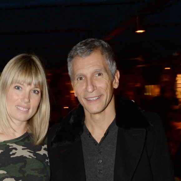 Exclusif - Prix spécial - Nagui et sa femme Mélanie Page - Inauguration du restaurant péruvien "Manko" de la star mondiale de la cuisine sud-américiane, Gaston Acurio au 15, avenue Montaigne à Paris le 5 février 2016. © Rachid Bellak/Bestimage