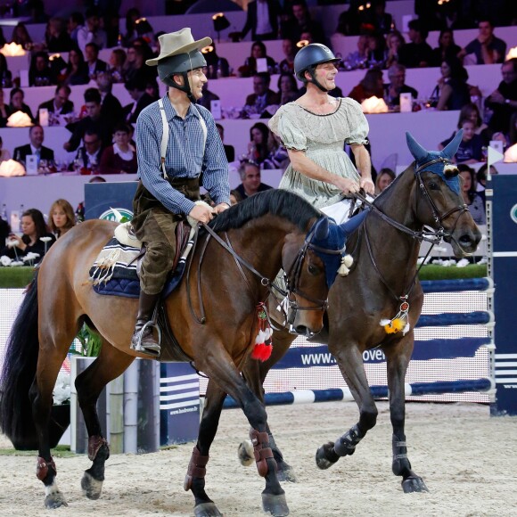 Vincent Bartin et Nicolas Canteloup - Gala de charité de l'Amade lors du troisième jour du Gucci Paris Masters 2014 à Villepinte le 6 decembre 2014.