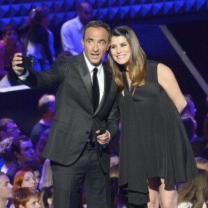 Semi-Exclusif - Nikos Aliagas et Karine Ferri - Plateau de la finale de l'émission "The Voice" à Paris. Le 14 mai 2016 © Coadic Guirec / Bestimage