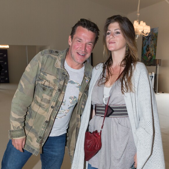 Exclusif - Benjamin Castaldi avec sa compagne Aurore Aleman - People dans le pavillon Eiffel décoré par Luxury Living lors du Longines Paris Eiffel Jumping au Bois de Boulogne à la plaine de Jeux de Bagatelle à Paris le 2 juillet 2016. © Olivier Borde / Veeren / Bestimage