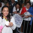 Sarah Ourahmoune - Arrivées des athlètes des Jeux olympiques de Rio 2016 à l'aéroport de Roissy. Le 23 août 2016.
