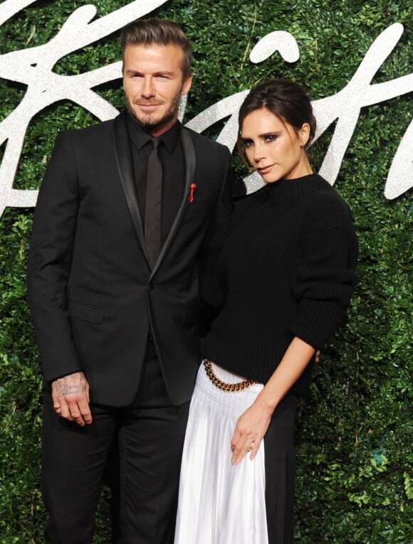 Victoria Beckham, David Beckham - Cérémonie "The British Fashion Awards" 2014 à Londres, le 1er décembre 2014.