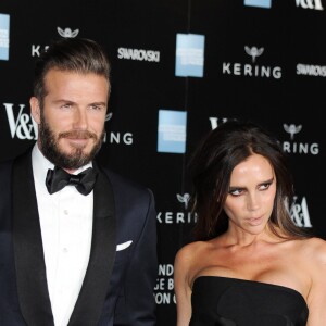 David Beckham et sa femme Victoria Beckham - Gala "Alexander McQueen : Savage Beauty" au Victoria and Albert Museum à Londres, le 12 mars 2015.