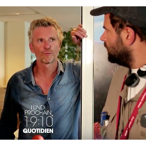 Eric et Quentin dans la tour TF1, le lundi 5 septembre 2016. Ici avec Denis Brogniart.