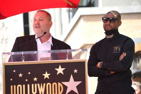 Harvey Weinstein et Usher - Usher inaugure son étoile sur le Walk of Fame à Hollywood, le 7 septembre 2016.