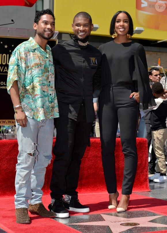 Miguel, Usher et Kelly Rowland - Usher inaugure son étoile sur le Walk of Fame à Hollywood, le 7 septembre 2016.