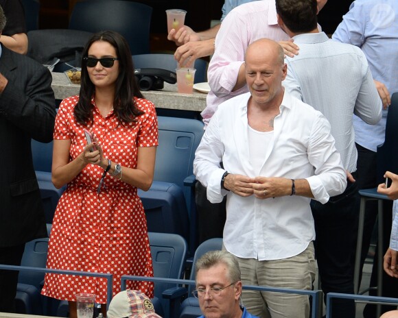 Bruce Willis et sa femme Emma lors des demi-finales hommes à l'US Open à New York le 9 septembre 2016.