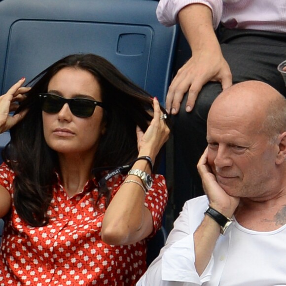 Bruce Willis et sa femme Emma lors des demi-finales hommes à l'US Open à New York le 9 septembre 2016.