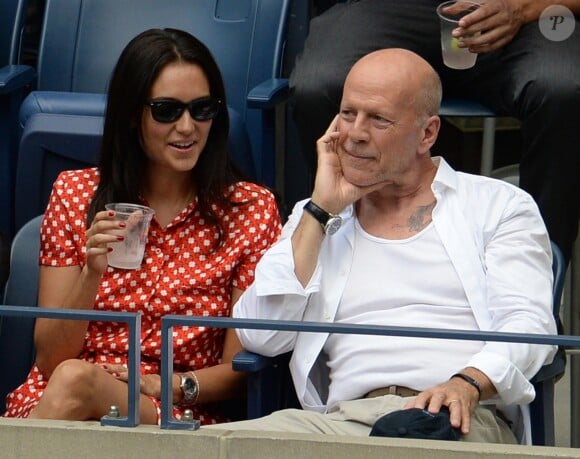 Bruce Willis et sa femme Emma lors des demi-finales hommes à l'US Open à New York le 9 septembre 2016.