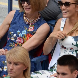 Anna Wintour et Jelena Djokovic lors des demi-finales hommes à l'US Open à New York le 9 septembre 2016.