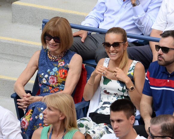 Anna Wintour et Jelena Djokovic lors des demi-finales hommes à l'US Open à New York le 9 septembre 2016.