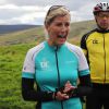 La comtesse Sophie de Wessex lors du passage de la frontière entre l'Ecosse et l'Angleterre le 19 septembre 2016 au premier jour de son périple à vélo de plus de 700 kilomètres entre Edimbourg et Londres pour les 60 ans du Prix Duc d'Edimbourg.
