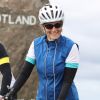 La comtesse Sophie de Wessex lors du passage de la frontière entre l'Ecosse et l'Angleterre le 19 septembre 2016 au premier jour de son périple à vélo de plus de 700 kilomètres entre Edimbourg et Londres pour les 60 ans du Prix Duc d'Edimbourg.