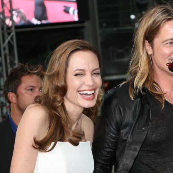 Brad Pitt et Angelina Jolie a la premiere de "World War Z" a Berlin en Allemagne le 4 juin 2013.