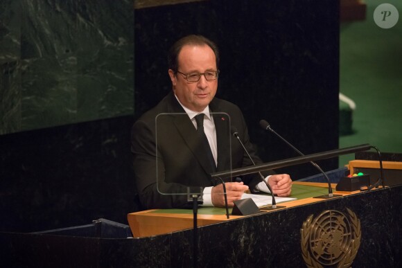 Le président François Hollande à la tribune de l'ONU le premier jour de l'assemblée générale à New York le 20 septembre 2016.