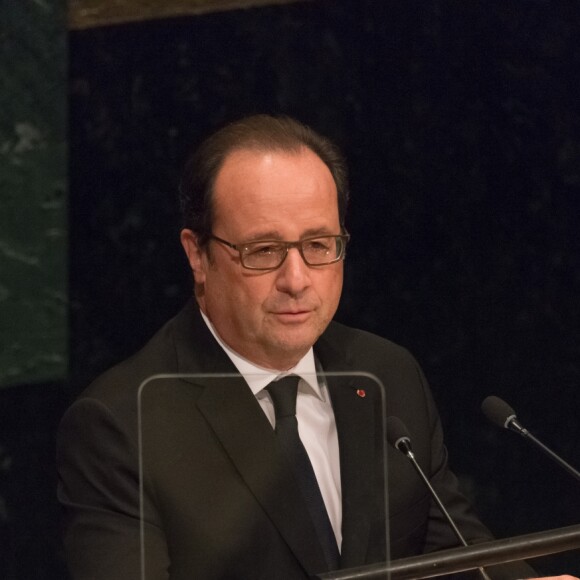 Le président François Hollande à la tribune de l'ONU le premier jour de l'assemblée générale à New York le 20 septembre 2016.