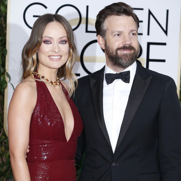 Olivia Wilde et son fiancé Jason Sudeikis - La 73ème cérémonie annuelle des Golden Globe Awards à Beverly Hills, le 10 janvier 2016.