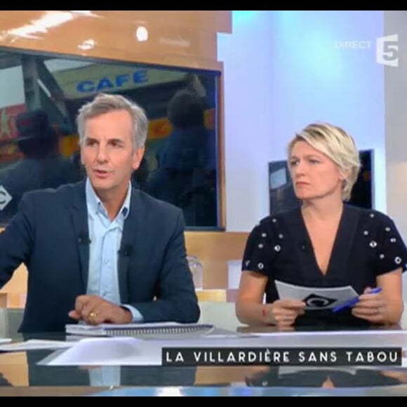Anne-Sophie Lapix, Bernard de la Villardière et Anne-Elisabeth Lemoine dans "C à vous", lundi 26 septembre 2016, sur France 5