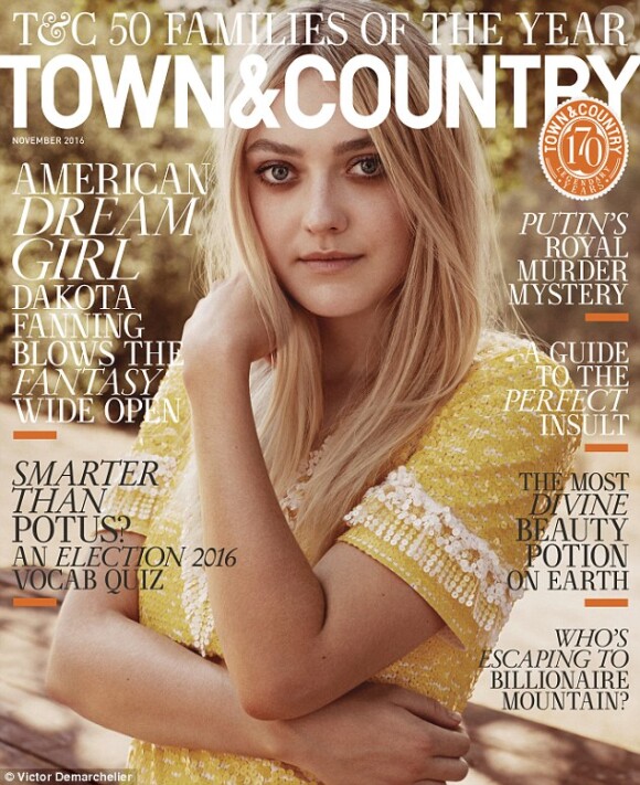 Dakota Fanning en couverture de l'édition de novembre du magazine "Town & Country".