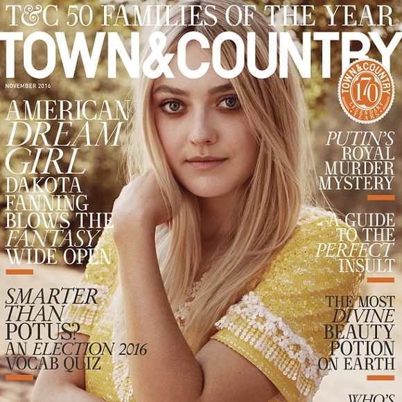 Dakota Fanning en couverture de l'édition de novembre du magazine "Town & Country".