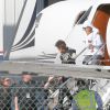 Kim Kardashian et ses enfants Saint et North, accompagnés de Kris Jenner, sont de retour à Los Angeles après quelques jours à New York, le 6 octobre 2016.
