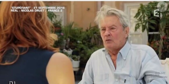 Alain Delon lors de son passage dans "Stupéfiant", sur France 2, le 28 septembre 2016