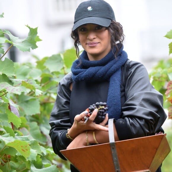 Camélia Jordana participe aux vendanges des vignes du clos Montmartre à Paris le 8 octobre 2016.