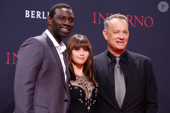Omar Sy, Felicity Jones et Tom Hanks - Première du film "Inferno" à Berlin. Le 10 octobre 2016