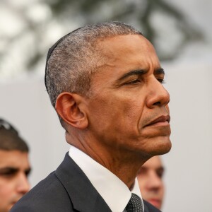 Barack Obama aux obsèques de Shimon Pérès, au cimetière national du mont Herzl à Jérusalem. Israël, le 30 septembre 2016. © Marc Sellem-Jerusalem Post/Bestimage