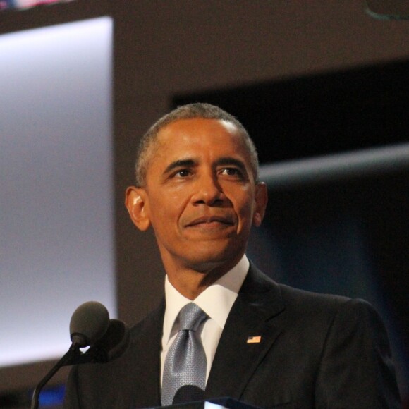 Barack Obama lors de la Convention Nationale Démocrate au Wells Fargo Center à Philadelphie. Le 27 juillet 2016 © Bruce Cotler / Zuma Press / Bestimage