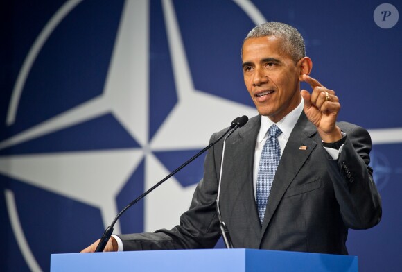 Barack Obama en conférence de presse lors du somment de l'OTAN à Varsovie en Pologne le 9 juillet 2016.