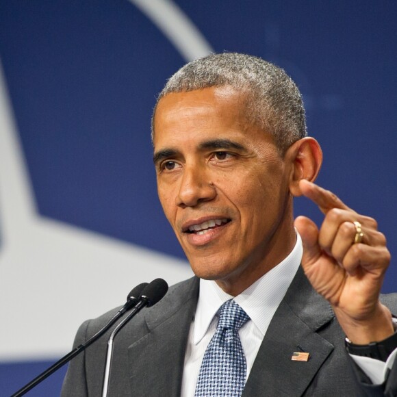 Barack Obama en conférence de presse lors du somment de l'OTAN à Varsovie en Pologne le 9 juillet 2016.