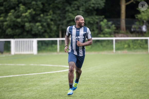 Djibril Cissé -lors du tournoi de football Media Cup, un tournoi par équipe de production ou chaine de télévision, à Meudon. Le 2 juillet 2016