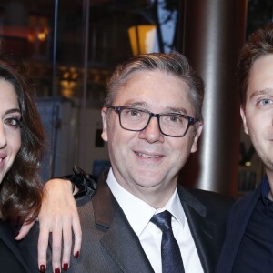 Céline Mori, Massimo Mori et Matthieu Mori lors de la soirée de réouverture de l'Emporio Armani Caffé au 149 boulevard Saint-Germain à Paris, le 13 octobre 2016