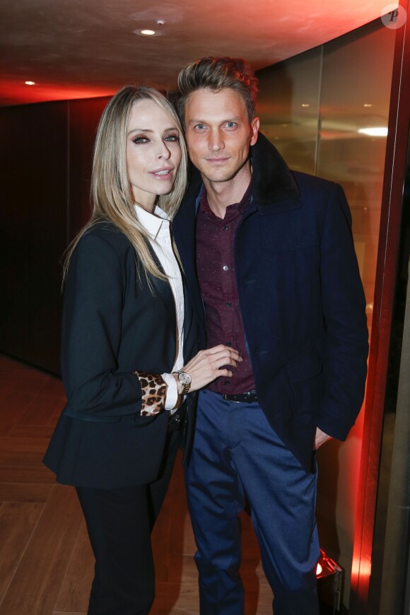 Tonya Kinzinger et Pierre Barbe lors de la soirée de réouverture de l'Emporio Armani Caffé au 149 boulevard Saint-Germain à Paris, le 13 octobre 2016