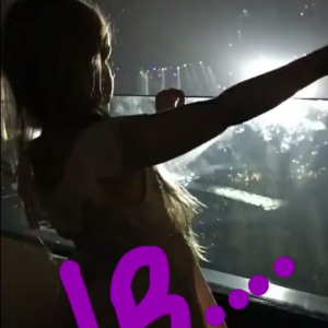 Harper Beckham au concert de Justin Bieber avec son père David. Photo extraite d'une vidéo publiée sur Snapchat, le 15 octobre 2016