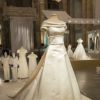 La robe de mariée et les accessoires de la princesse Victoria de Suède lors de l'inauguration le 17 octobre 2016 au palais royal Drottningholm à Stockholm de l'exposition "Les robes de mariée royales, 1976-2015".