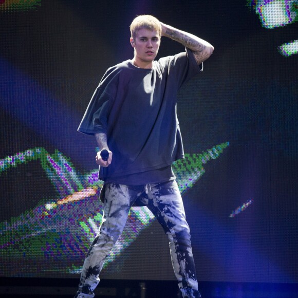 Justin Bieber en concert à Amsterdam dans la cadre de sa tournée "Purpose World Tour". Pays-Bas, le 8 octobre 2016.