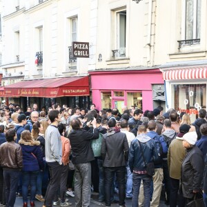 Ouverture de la boutique de popcorn "Yummy Pop" de Scarlett Johansson et son mari Romain Dauriac dans le quartier du Marais à Paris, France, le 22 octobre 2016.